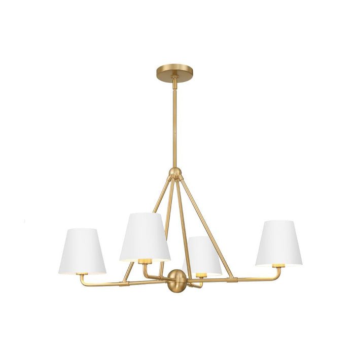 Xavier 4 Light Vibrant Gold + White Chandelier | XAV-B9304-VG-WH