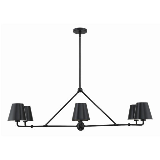 Crystorama Xavier 6 Light Matte Black Linear Chandelier