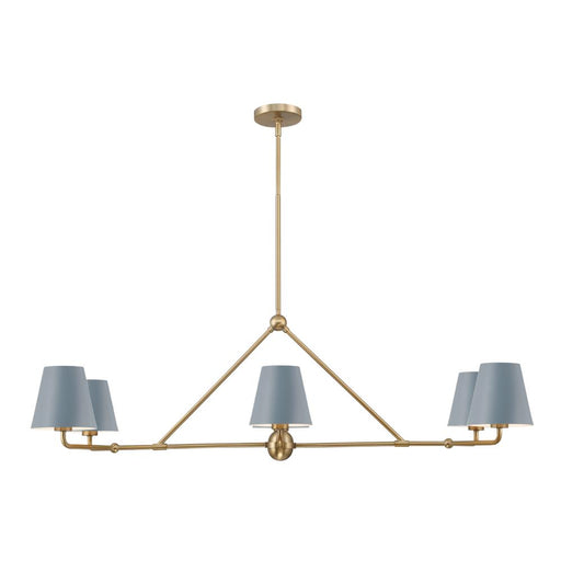 Crystorama Xavier 6 Light Vibrant Gold + Blue Linear Chandelier