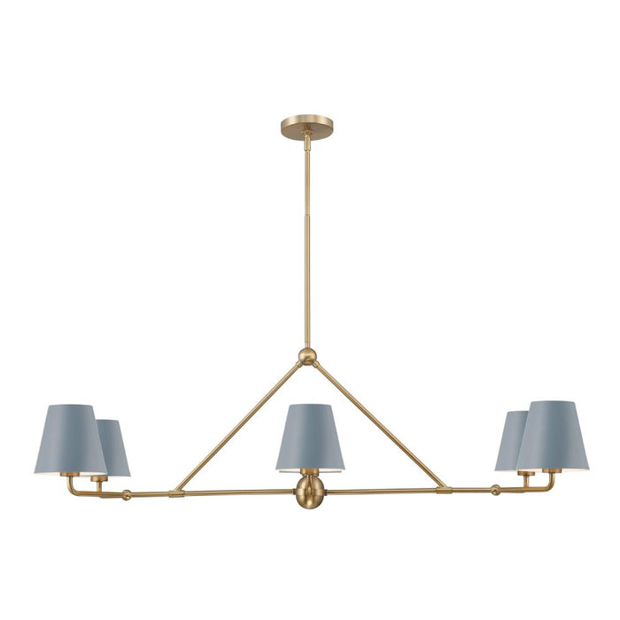 Crystorama Xavier 6 Light Vibrant Gold + Blue Linear Chandelier