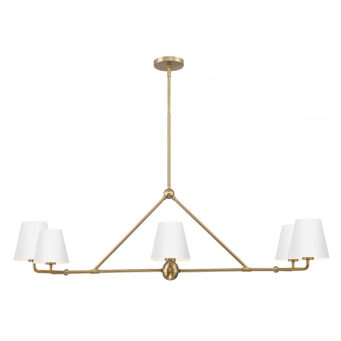 Crystorama Xavier 6 Light Vibrant Gold + White Linear Chandelier