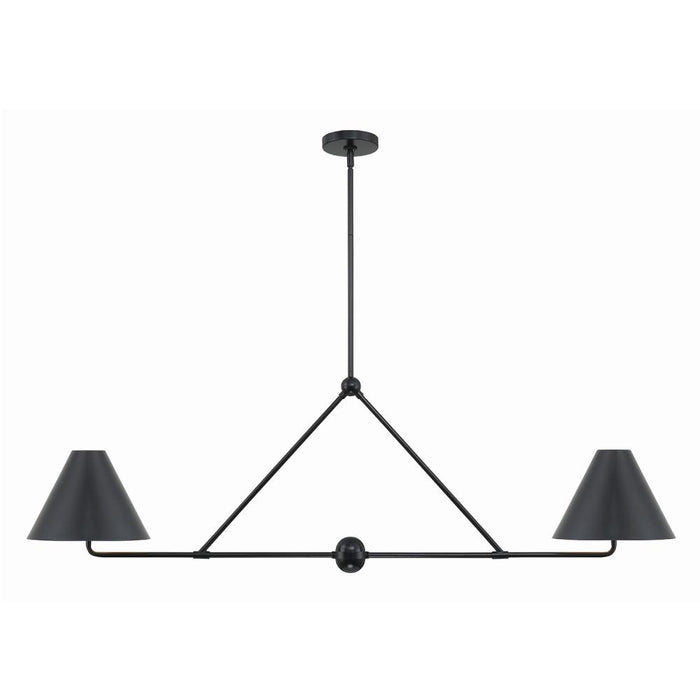 Crystorama Xavier 4 Light Matte Black Linear Chandelier