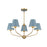 Xavier 5 Light Vibrant Gold + Blue Chandelier | XAV-B9315-VG-BL