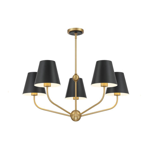 Xavier 5 Light Vibrant Gold + Matte Black Chandelier | XAV-B9315-VG-MK