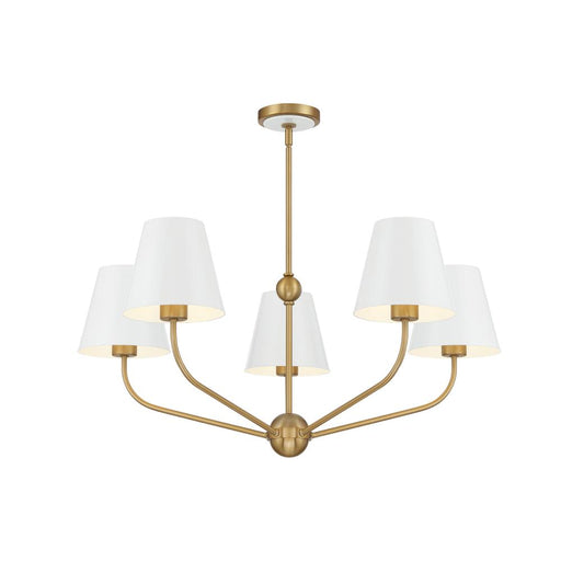Xavier 5 Light Vibrant Gold + White Chandelier | XAV-B9315-VG-WH