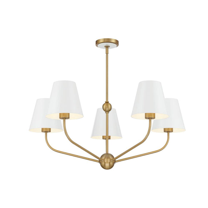 Xavier 5 Light Vibrant Gold + White Chandelier | XAV-B9315-VG-WH