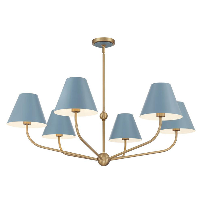 Xavier 6 Light Vibrant Gold + Blue Chandelier | XAV-B9316-VG-BL