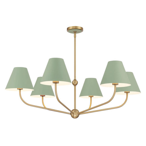 Xavier 6 Light Vibrant Gold + Green Chandelier | XAV-B9316-VG-GR