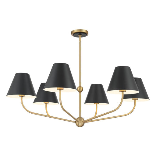 Xavier 6 Light Vibrant Gold + Matte Black Chandelier | XAV-B9316-VG-MK