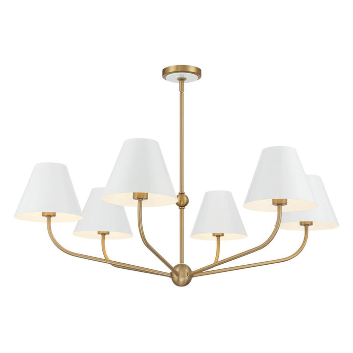 Xavier 6 Light Vibrant Gold + White Chandelier | XAV-B9316-VG-WH
