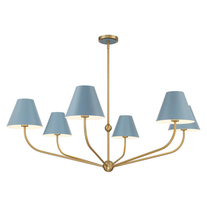 Xavier 6 Light Vibrant Gold + Blue Chandelier | XAV-B9319-VG-BL