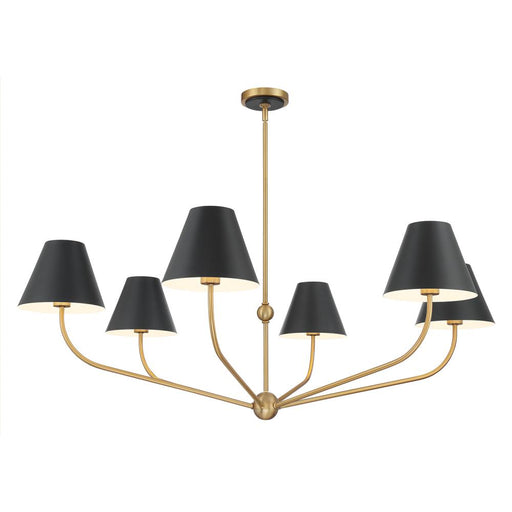 Xavier 6 Light Vibrant Gold + Matte Black Chandelier | XAV-B9319-VG-MK