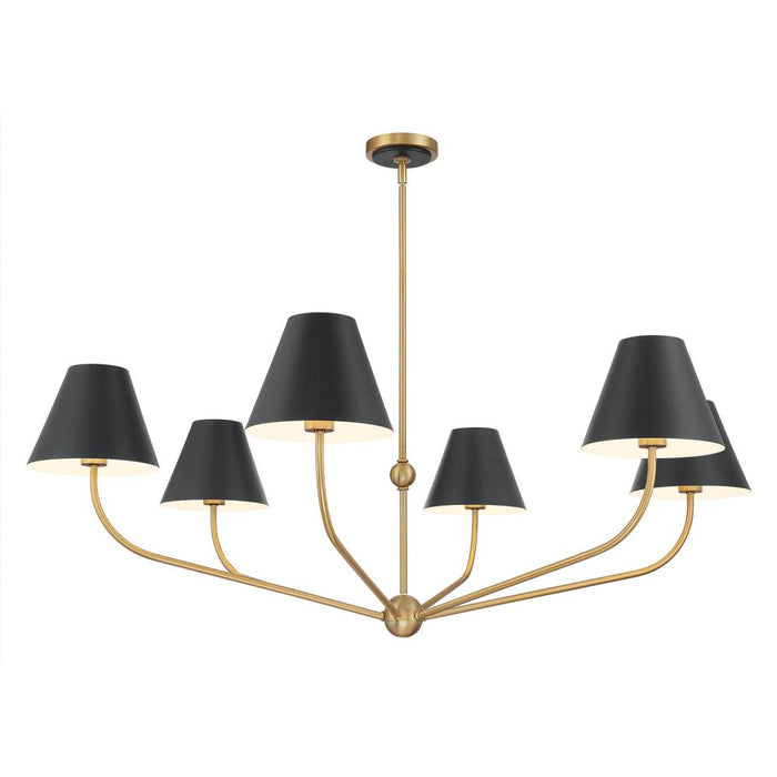 Xavier 6 Light Vibrant Gold + Matte Black Chandelier | XAV-B9319-VG-MK