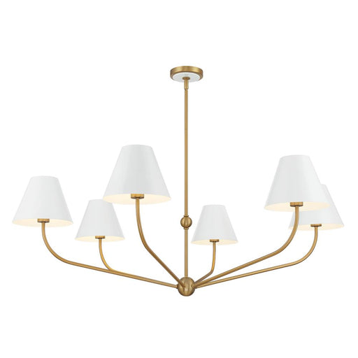 Xavier 6 Light Vibrant Gold + White Chandelier | XAV-B9319-VG-WH