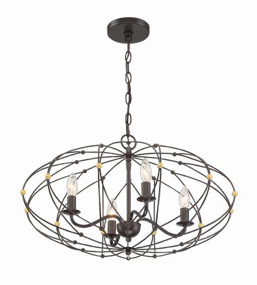 Crystorama Zucca 4 Light English Bronze + Antique Gold Chandelier