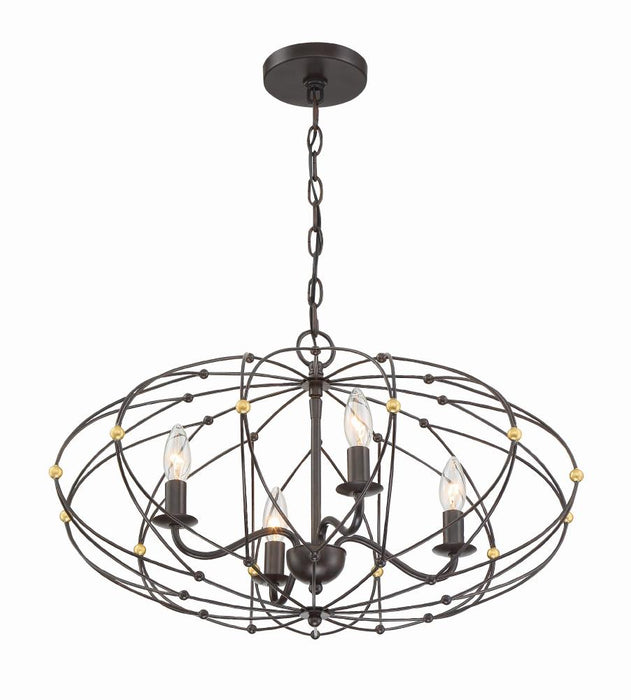 Zucca 4 Light English Bronze + Antique Gold Chandelier | ZUC-A9034-EB-GA