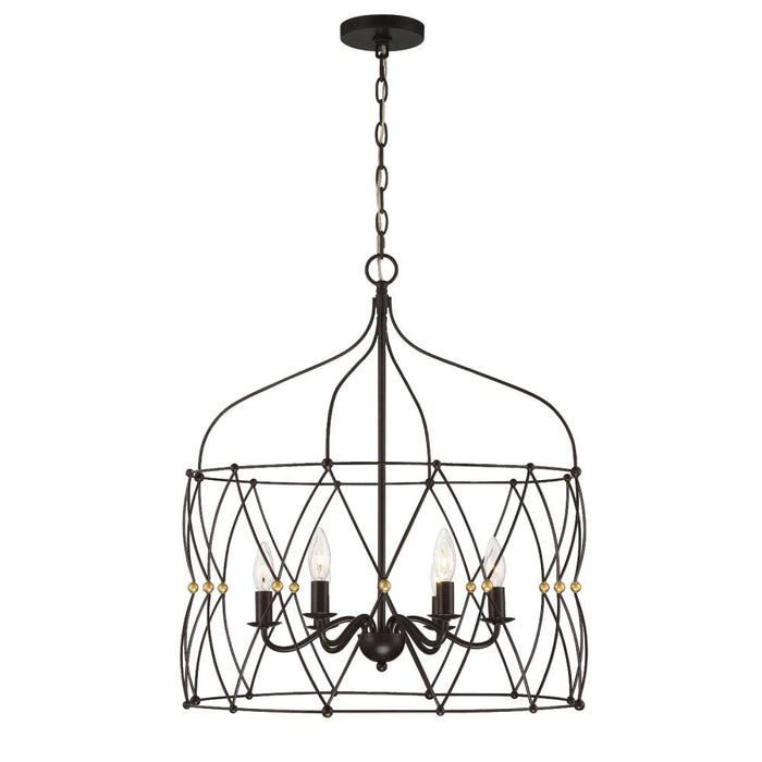 Zucca 6 Light English Bronze + Antique Gold Lantern Chandelier | ZUC-A9035-EB-GA