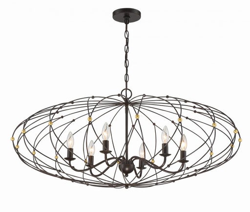 Crystorama Zucca 6 Light English Bronze + Antique Gold Chandelier