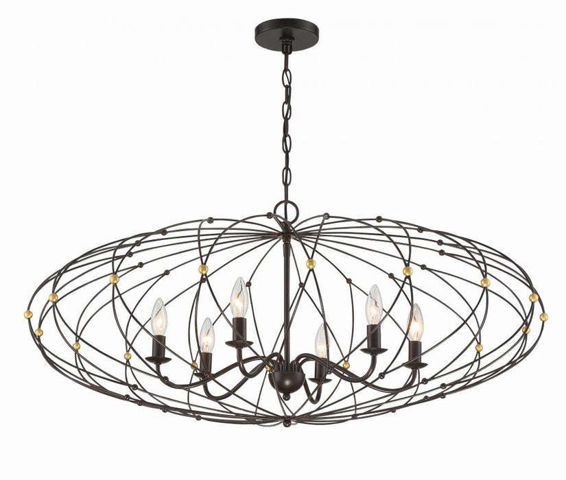 Zucca 6 Light English Bronze + Antique Gold Chandelier | ZUC-A9036-EB-GA
