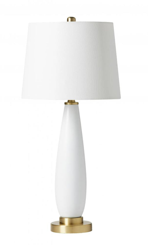 Craftmade 1 Light Glass/Metal Base Table Lamp in White Glass/Satin Brass