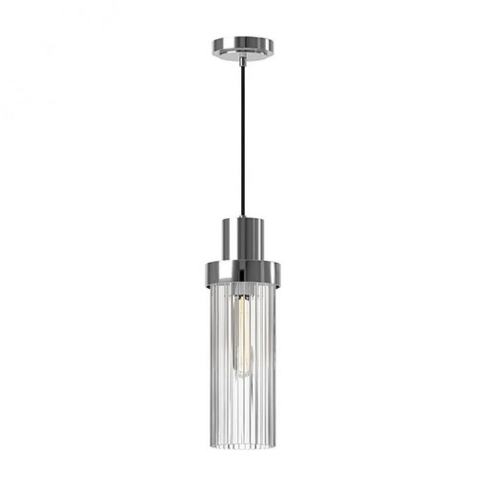 Alora Kent 5-in Chrome/Clear Ribbed Glass 1 Light Pendant