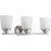 Progress West Village Collection Three-Light Brushed Nickel Etched Double Prismatic Glass Farmhouse Bath Vani