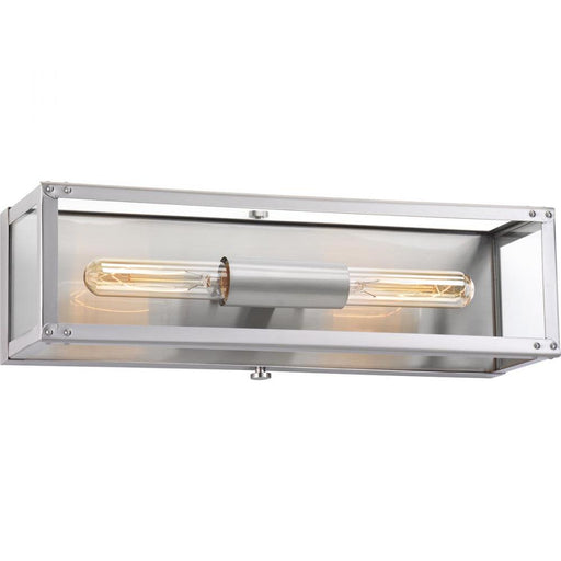 Progress Union Square Collection Two-Light Stainless Steel Clear Glass Coastal Bath Vanity Light