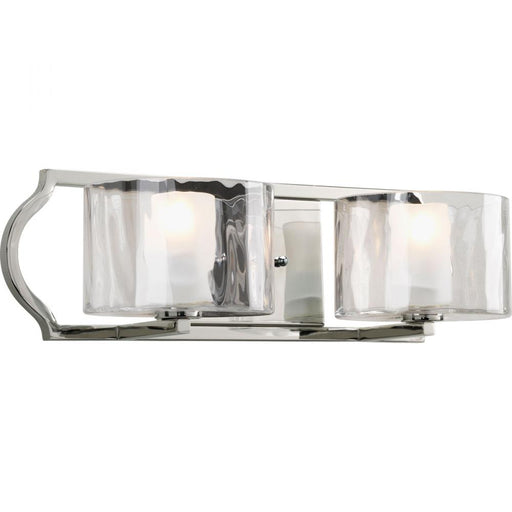 Progress Caress Collection Two-Light Polished Nickel Clear Water Glass Luxe Bath Vanity Light