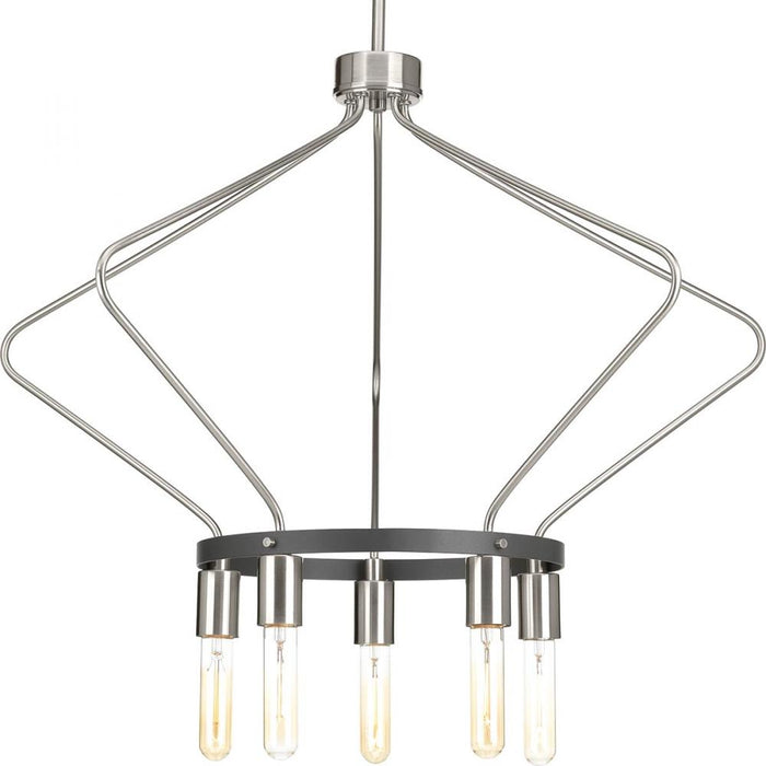 Progress Hangar Collection Five-Light Brushed Nickel Farmhouse Chandelier Light