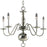 Progress Americana Collection Five-Light Brushed Nickel White Candle Traditional Chandelier Light
