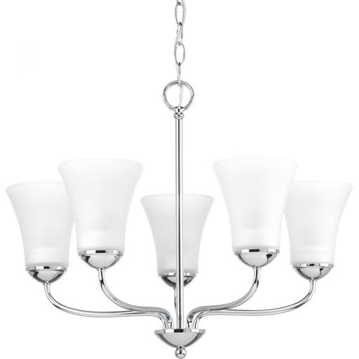 Progress Classic Collection Five-Light Polished Chrome Etched Glass Traditional Chandelier Light