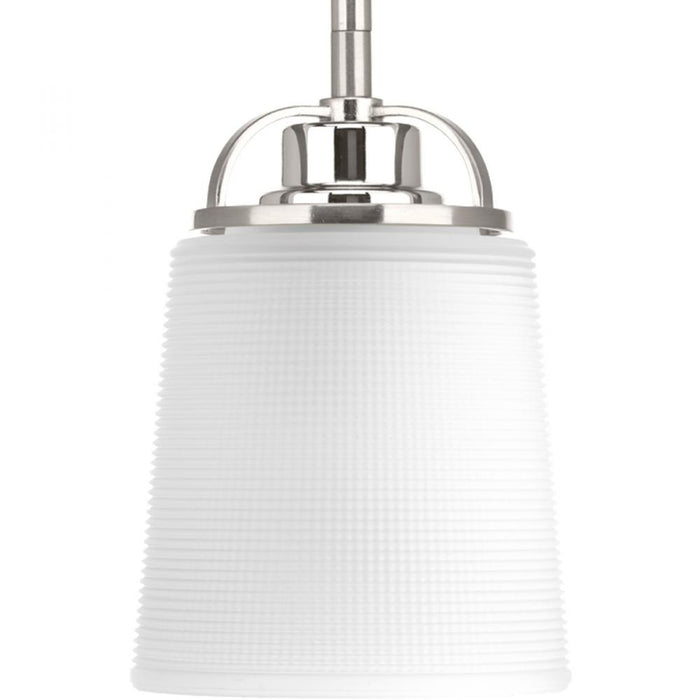 Progress West Village Collection One-Light Brushed Nickel Etched Double Prismatic Glass Farmhouse Pendant Lig