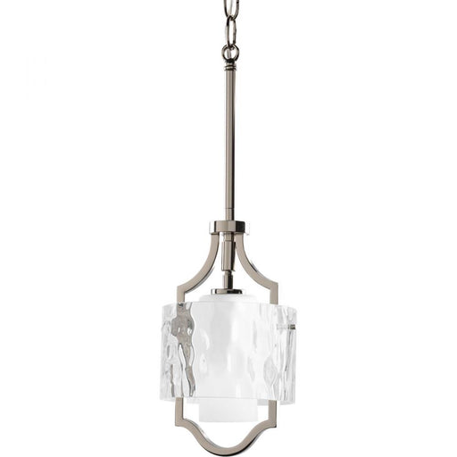 Progress Caress Collection One-Light Polished Nickel Clear Water Glass Luxe Mini-Pendant Light