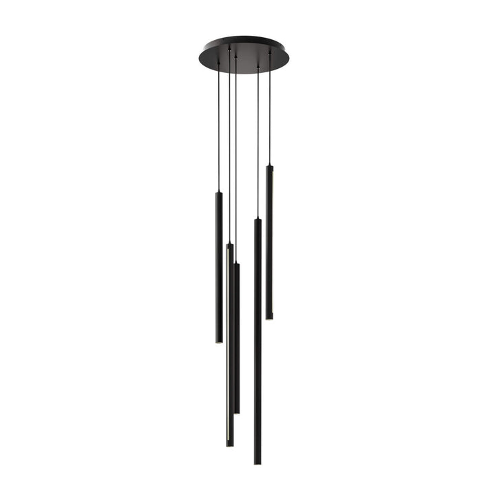 5 Light Round Cct Led Duolight Cylinder Pendant Cluster | PDLED1205BK