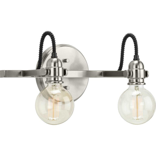 Progress Axle Collection Two-Light Brushed Nickel Vintage Style Bath Vanity Wall Light