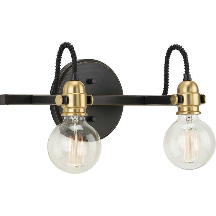 Progress Axle Collection Two-Light Antique Bronze Vintage Style Bath Vanity Wall Light