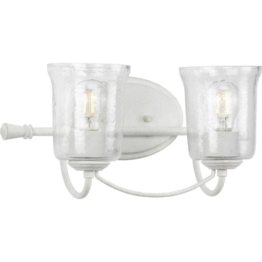 Progress Bowman Collection Two-Light Cottage White Clear Chiseled Glass Coastal Bath Vanity Light