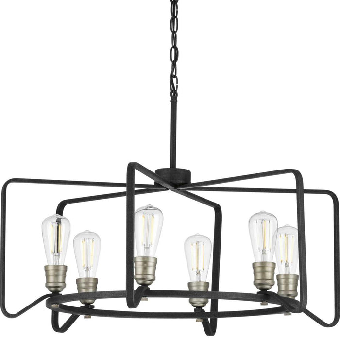 Progress Foster Collection Six-Light Gilded Iron Farmhouse Chandelier Light