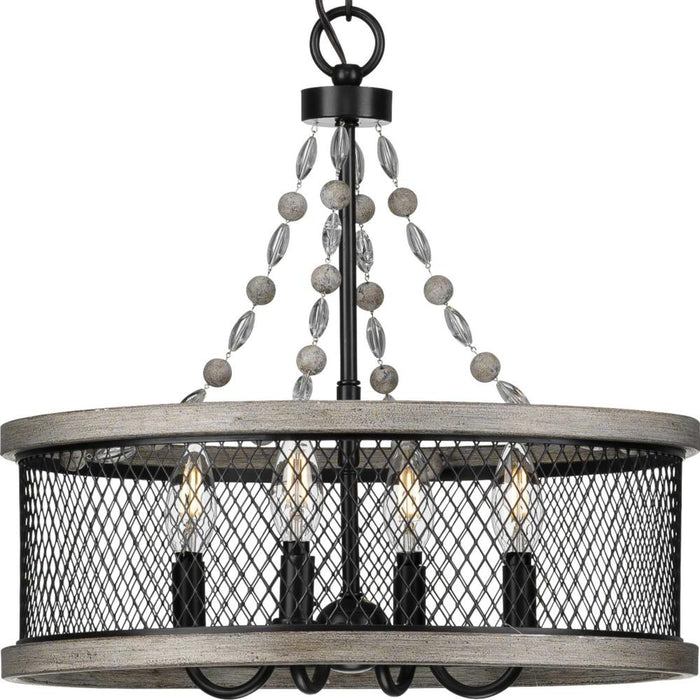 Progress Austelle Collection Four-Light Antique Bronze Farmhouse Chandelier Light