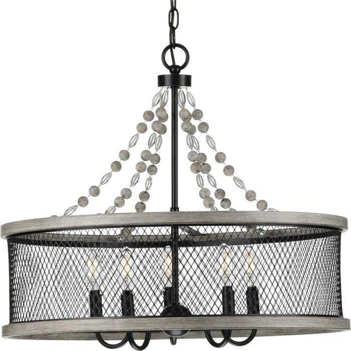 Progress Austelle Collection Five-Light Antique Bronze Farmhouse Chandelier Light