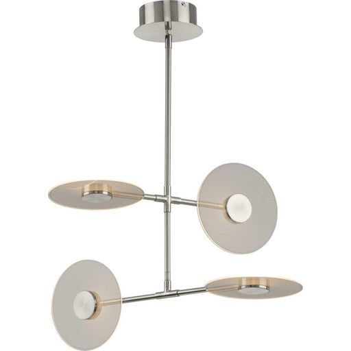 Progress Spoke LED Collection Four-Light Brushed Nickel Modern Style Hanging Chandelier Light