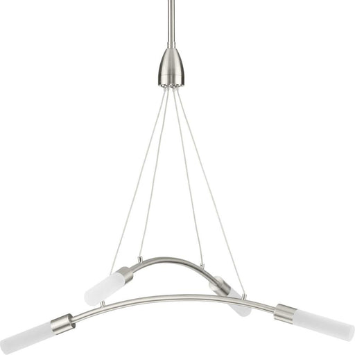 Progress Kylo LED Collection Four-Light Brushed Nickel and Frosted Acrylic Modern Style Chandelier Light