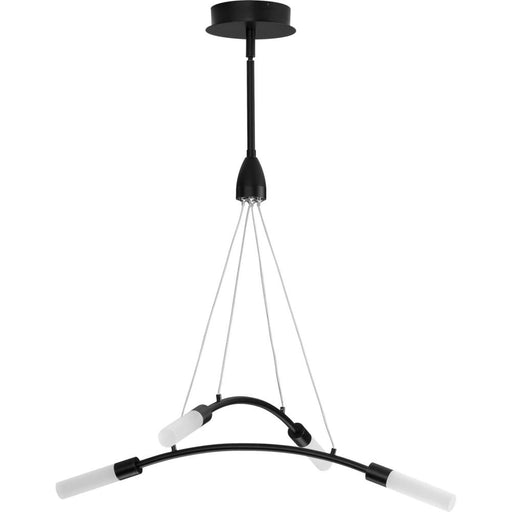Progress Kylo LED Collection Four-Light Matte Black and Frosted Acrylic Modern Style Chandelier Light