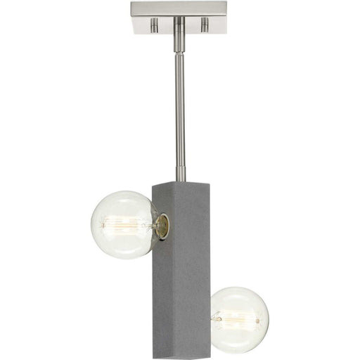 Progress Mill Beam Collection Two-Light Brushed Nickel/Faux Concrete Industrial Style Convertible Mini-Pendan
