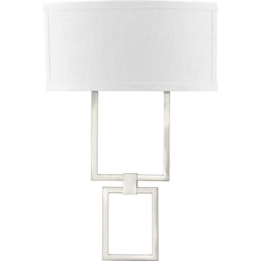 Progress LED Shaded Sconce Collection Brushed Nickel One-Light Square Wall Sconce