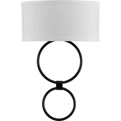 Progress LED Shaded Sconce Collection Black One-Light Circle LED Wall Sconce