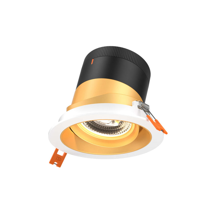 4in Modular Downlight, , 35 Degree Beam Angle, Gimbal Reflector, Gold, White Trim | RC04-CC-35-GMBGD-TWH