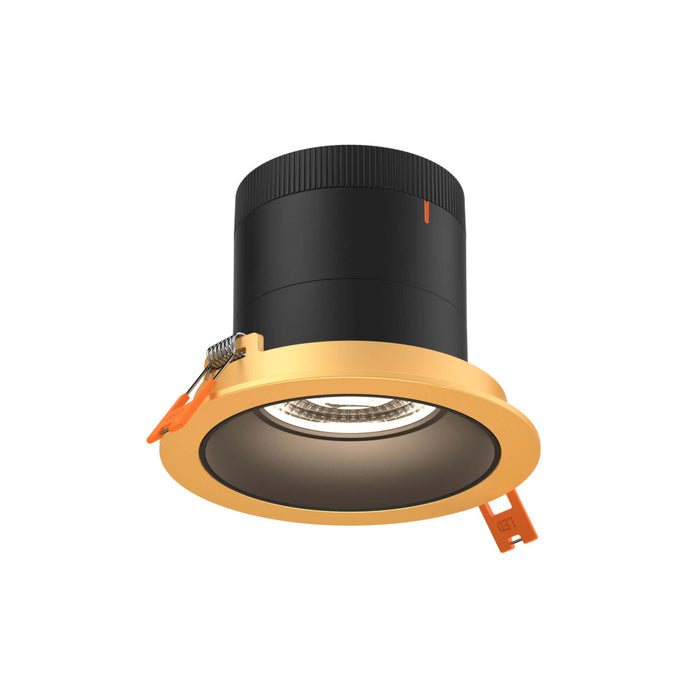 4in Modular Downlight, 5cct, 35 Degree Beam Angle, Regressed, Black, Gold Trim | RC04-CC-35-RGBK-TGD