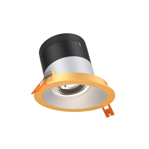 4in Modular Downlight, 5cct, 35 Degree Beam Angle, Slope Ceiling, Alzak, Gold Trim | RC04-CC-35-SLAZ-TGD