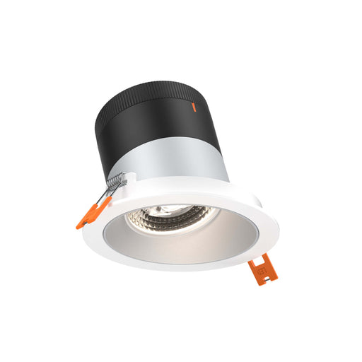 4in Modular Downlight, 5cct, 20 Degree Beam Angle, Slope Ceiling, Alzak, White Trim | RC04-CC-20-SLAZ-TWH